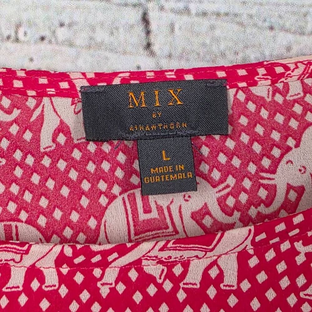 MIX by 41 Hawthorn Elephant Print Blouse Long Sleeve L - Picture 6 of 8